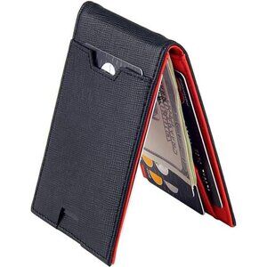 Leather Bifold Wallet Money Clip RFID Blocking Men